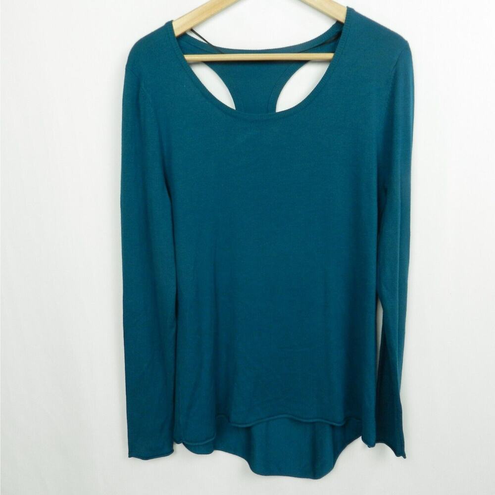 Soybu Cutout Racerback Sweater Sz M Jewel Tone‎ Teal Green Lightweight Knit